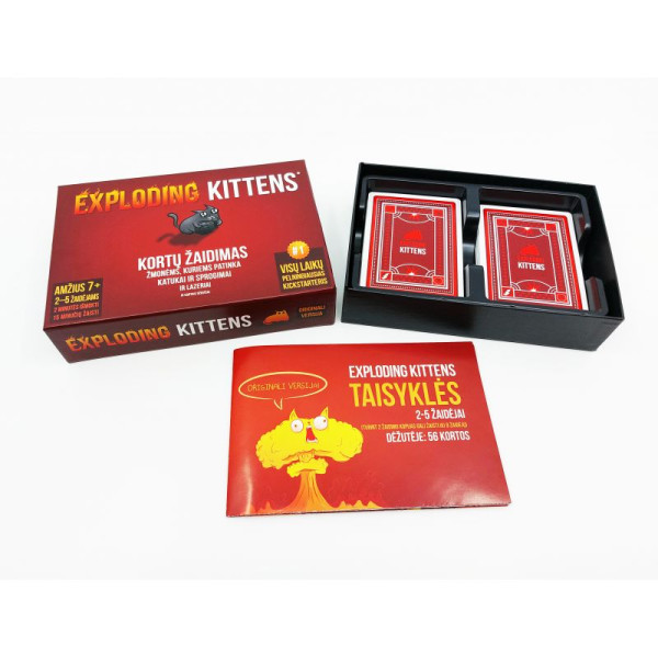 Stalo žaidimas "Exploding Kittens" (lietuvių - anglų)