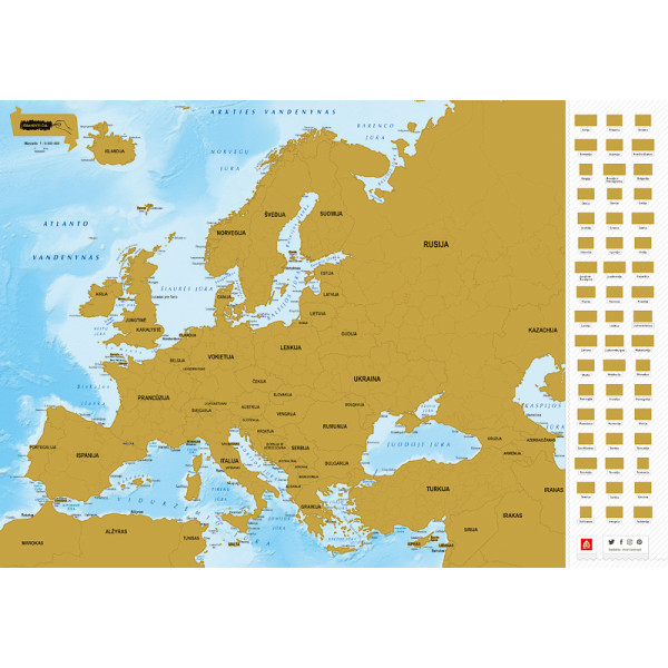 Nutrinamas EUROPOS žemėlapis lietuvių kalba