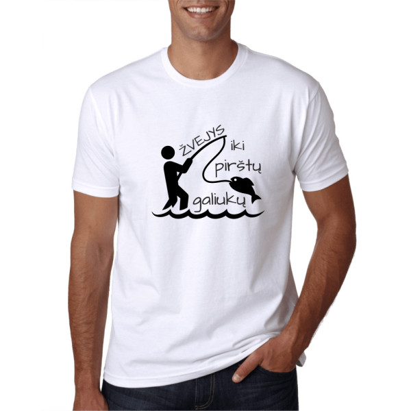 Marškinėliai "Žvejys iki pirštų galiukų"
