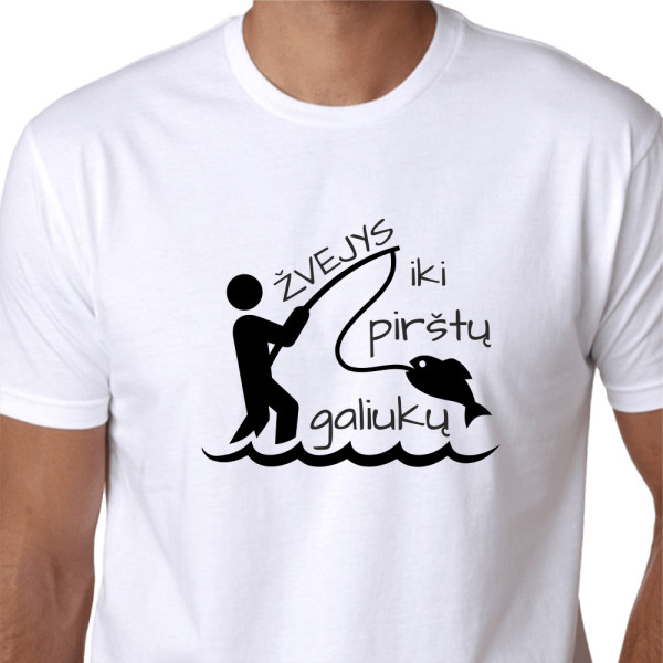 Marškinėliai "Žvejys iki pirštų galiukų"