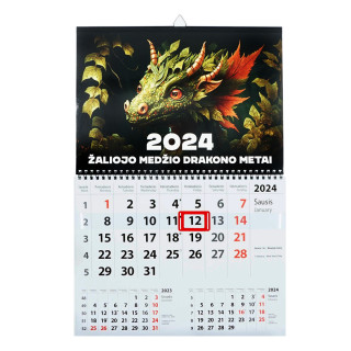 2024 m. kalendorius "Žaliojo medžio drakono metai"