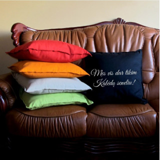 Dekoratyvinė pagalvėlė "Mes vis dar tikim Kalėdų seneliu"