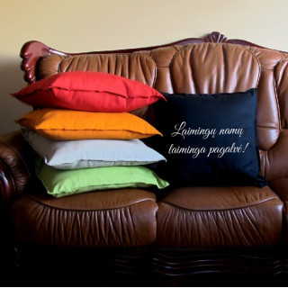 Dekoratyvinė pagalvėlė "Laimingų namų laiminga pagalvė"