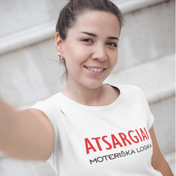 Moteriški marškinėliai "Atsargiai - moteriška logika"