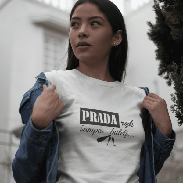 Moteriški marškinėliai "Pradaryk man šampės butelį"