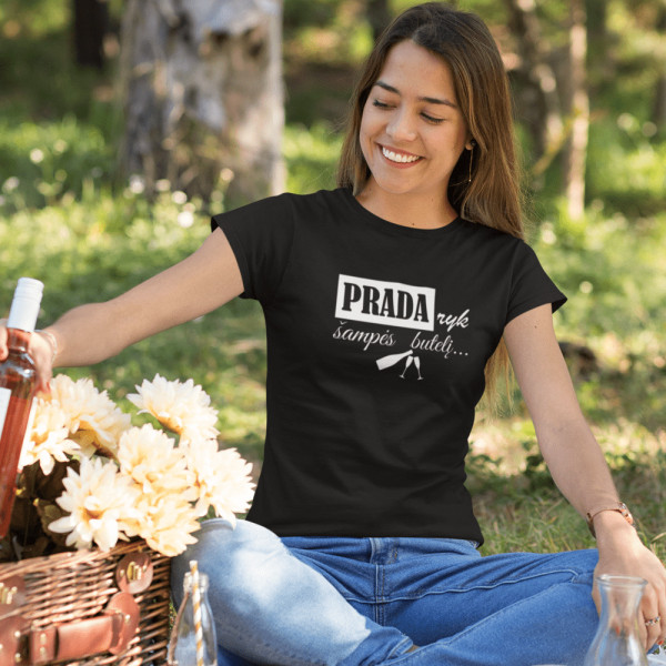 Moteriški marškinėliai "Pradaryk man šampės butelį"