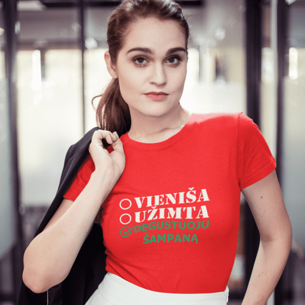 Moteriški marškinėliai "Degustuoju šampaną"