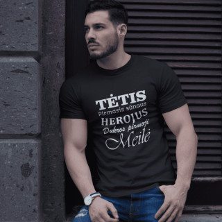 Marškinėliai "Tėtis pirmasis sūnaus herojus dukros pirmoji meilė"
