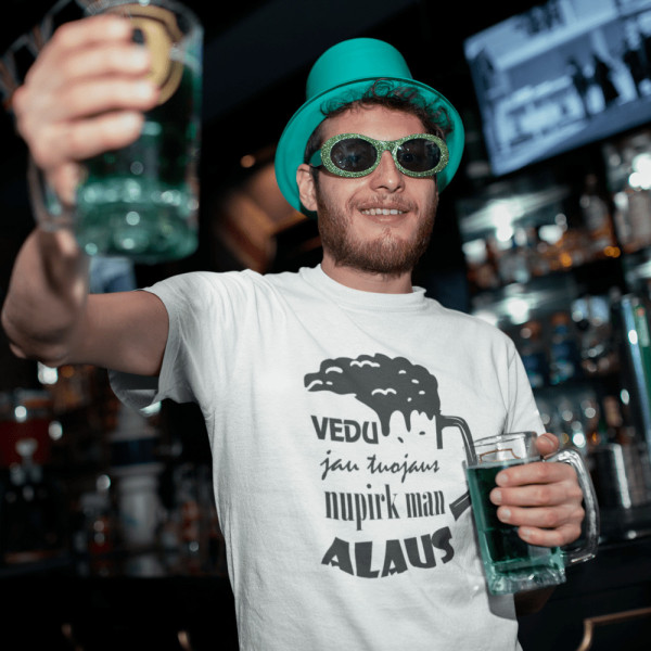 Marškinėliai "Vedu jau tuojaus, nupirk man alaus"