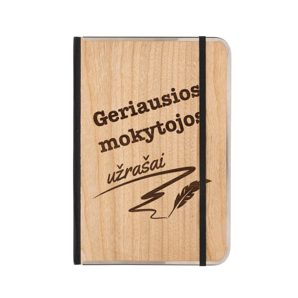 A5 formato užrašų knygelė mediniu viršeliu "Geriausios mokytojos užrašai"
