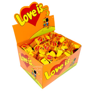 Apelsinų - ananasų skonio kramtoma guma "LOVE IS..." (100vnt.)