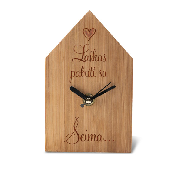 Bambukinis namuko formos laikrodis "Laikas pabūti su šeima"