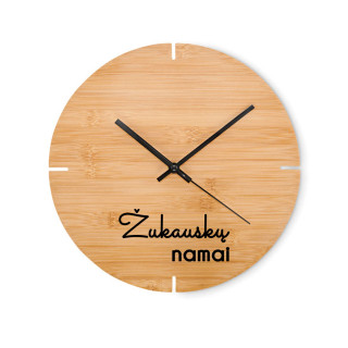 Bambukinis sieninis laikrodis "Namai" su Jūsų pasirinkta pavarde Bambukinis sieninis laikrodis "Namai" su Jūsų pasirinkta pavarde