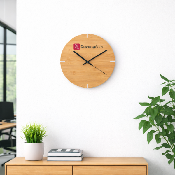 Bambukinis sieninis laikrodis su Jūsų logotipu