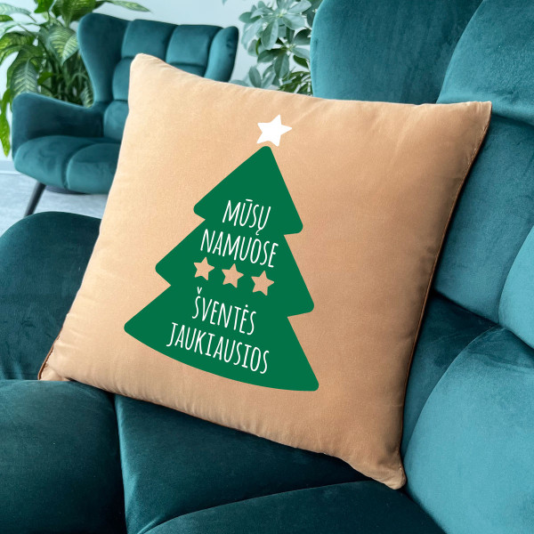 Dekoratyvinė pagalvėlė "Namuose šventės jaukiausios"