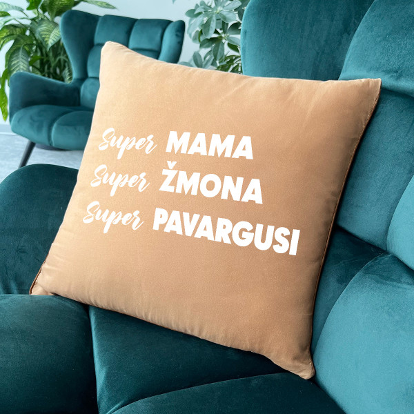 Dekoratyvinė pagalvėlė "Super mama apibūdinimas"