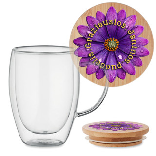 Dvigubo stiklo puodelis "Gražiausios Janinos puodelis"