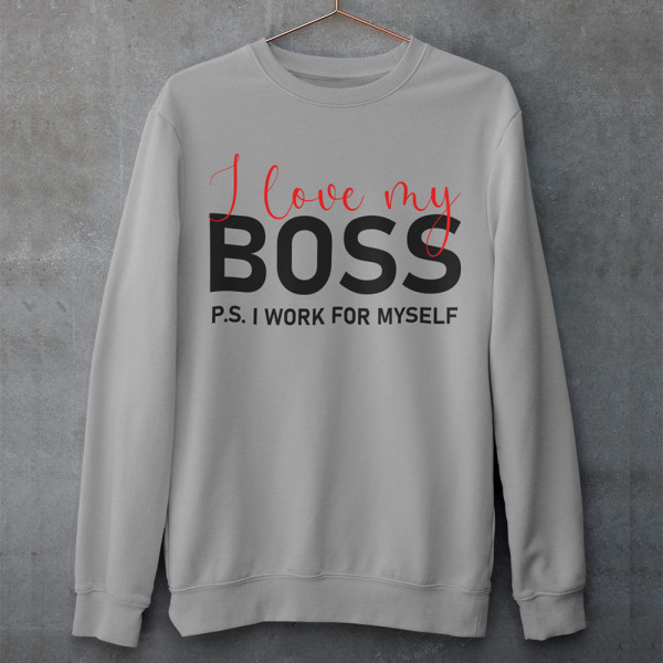 Džemperis "I love my Boss" (be kapišono)
