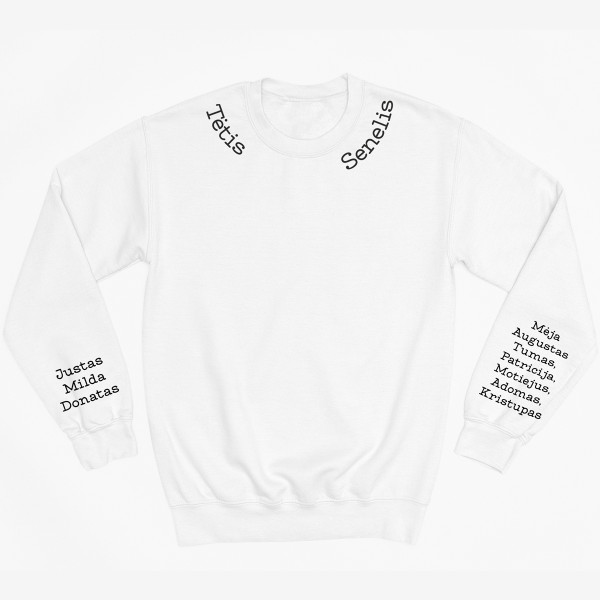 Džemperis "Tėtis - senelis" su vaikų vardais ant rankovių (be kapišono)