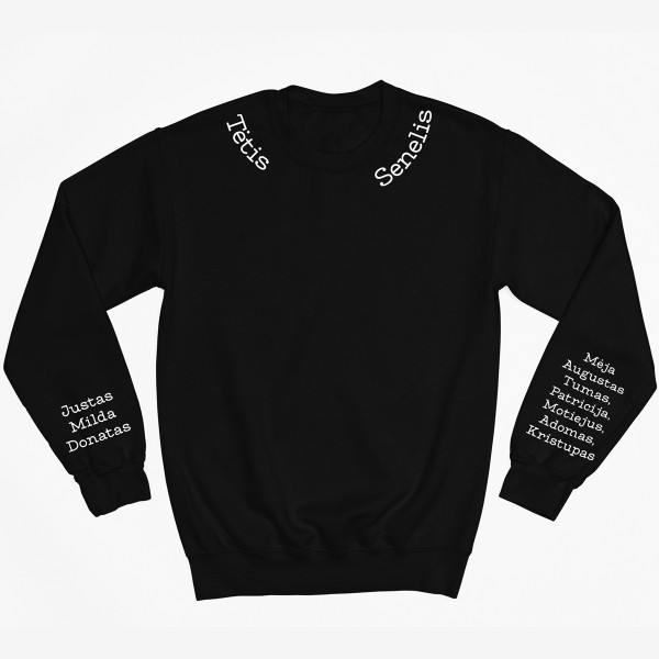 Džemperis "Tėtis - senelis" su vaikų vardais ant rankovių (be kapišono)