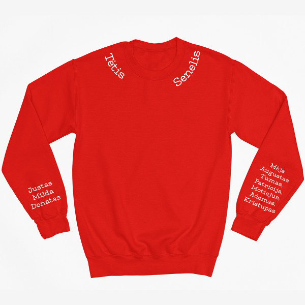 Džemperis "Tėtis - senelis" su vaikų vardais ant rankovių (be kapišono)