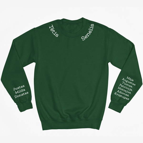 Džemperis "Tėtis - senelis" su vaikų vardais ant rankovių (be kapišono)