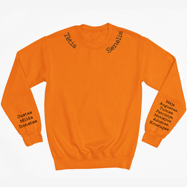 Džemperis "Tėtis - senelis" su vaikų vardais ant rankovių (be kapišono)