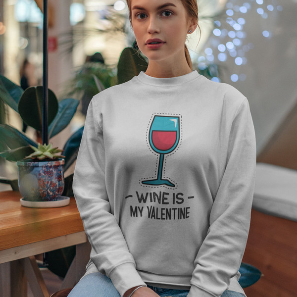 Džemperis "Wine is my Valentine" (be kapišono)