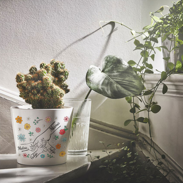 Elegantiškas vazonas "Mama ir vaikai" su vaikų vardais