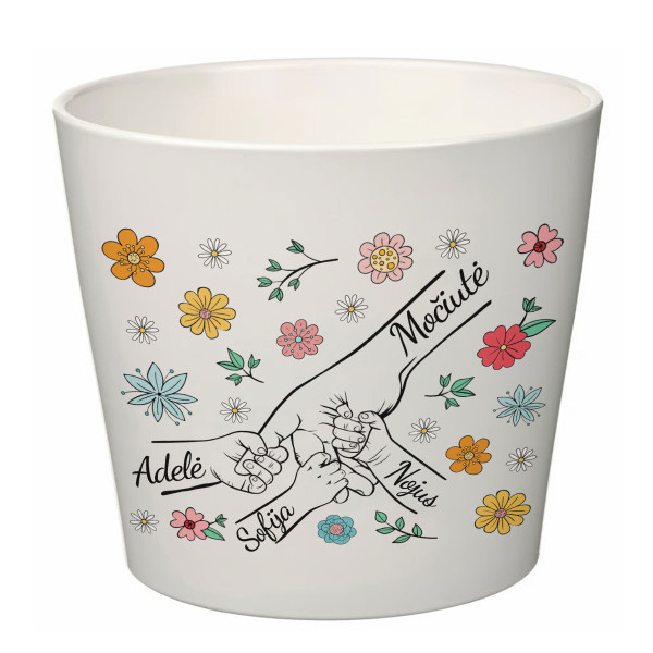 Elegantiškas  vazonas "Močiutė ir anūkai" su anūkų vardais