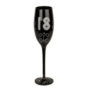Juoda šampano taurė su skaičiumi "18"