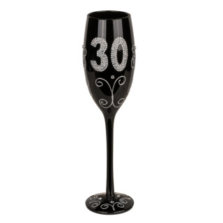 Juoda šampano taurė su skaičiumi "30"