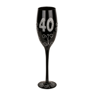 Juoda šampano taurė su skaičiumi "40"