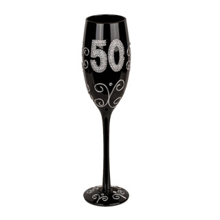 Juoda šampano taurė su skaičiumi "50"