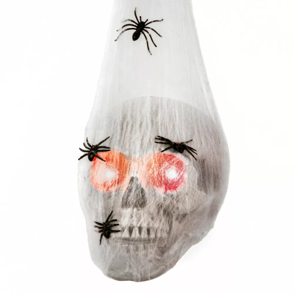 Kabanti kaukolė voratinklyje su vorais (su LED ir garsu)