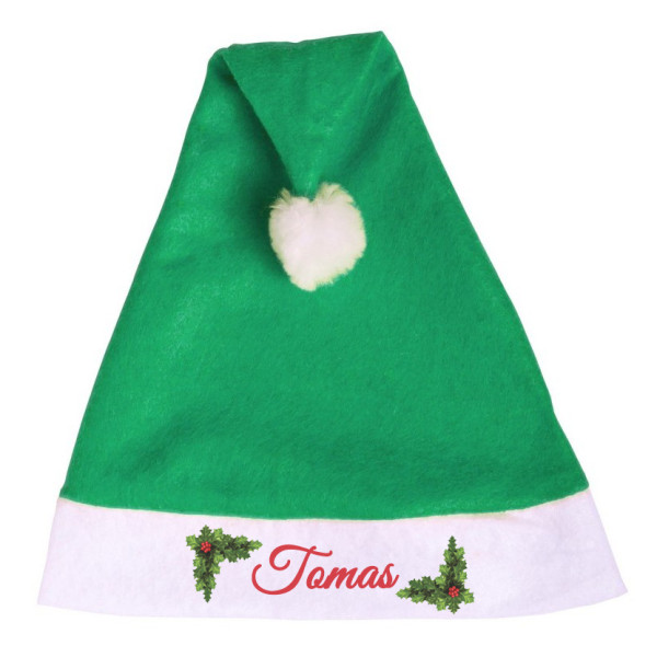 Kalėdinė kepurė su Jūsų pasirinktu vardu (žalia)