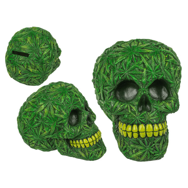 Kaukolės formos taupyklė "Cannabis"