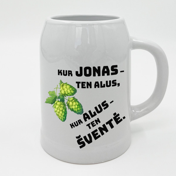 Keramikinis bokalas "Kur Jonas, ten šventė"