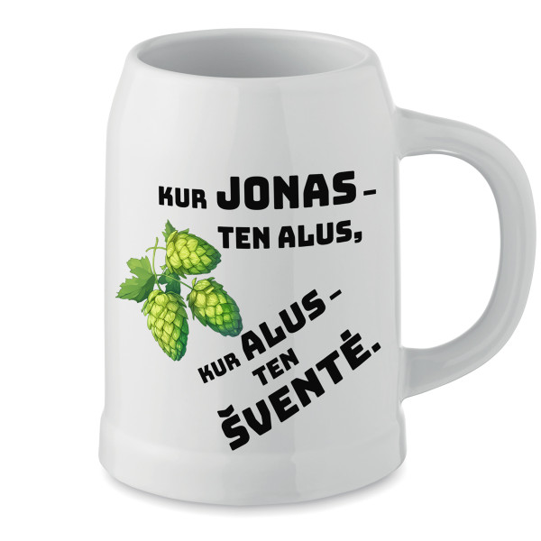 Keramikinis bokalas "Kur Jonas, ten šventė"