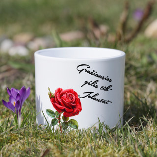 Keramikinis vazonas "Gražiausios gėlės" su Jūsų pasirinktu vardu