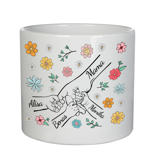 Keramikinis vazonas "Mama ir vaikai" su vaikų vardais