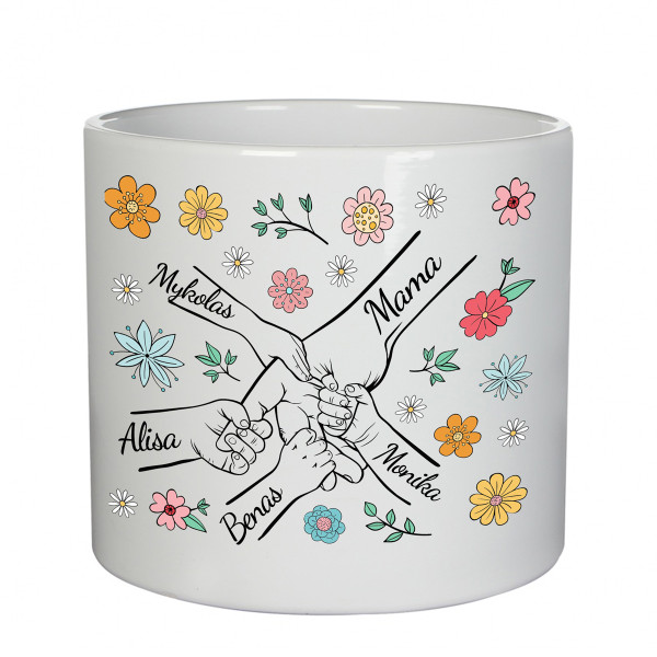 Keramikinis vazonas "Mama ir vaikai" su vaikų vardais