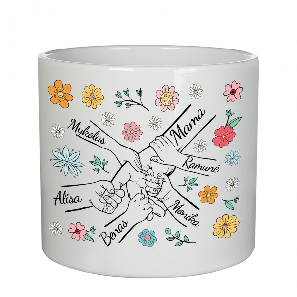 Keramikinis vazonas "Mama ir vaikai" su vaikų vardais