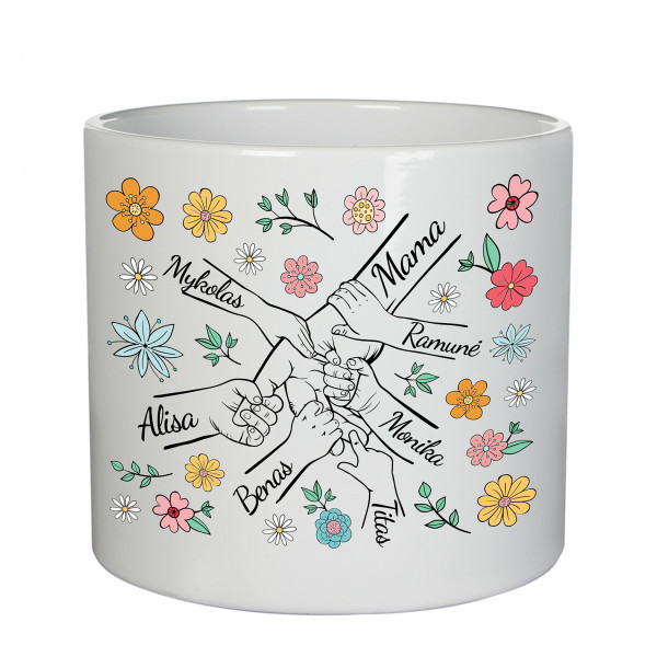 Keramikinis vazonas "Mama ir vaikai" su vaikų vardais