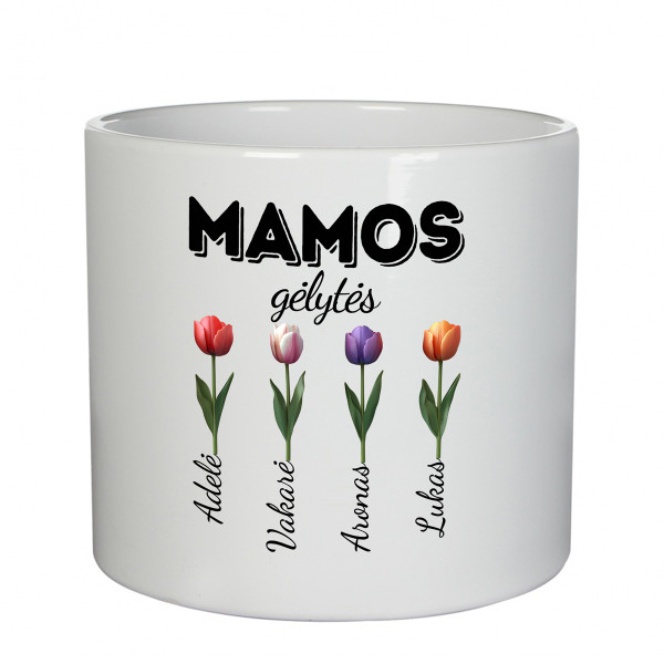 Keramikinis vazonas "Mamos gėlytės" su vaikų vardais