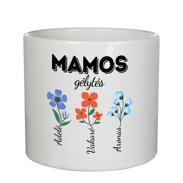 Keramikinis vazonas "Mamos gėlytės" su vaikų vardais