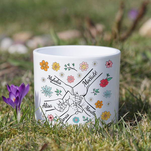 Keramikinis vazonas "Močiutė ir anūkai" su anūkų vardais