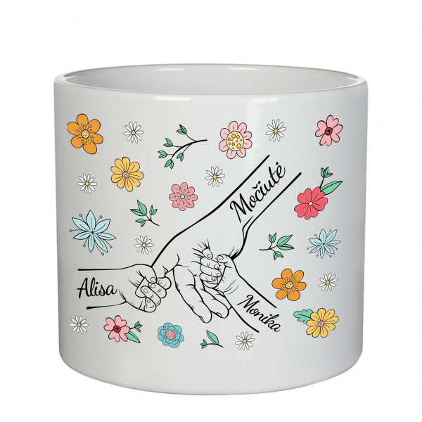 Keramikinis vazonas "Močiutė ir anūkai" su anūkų vardais