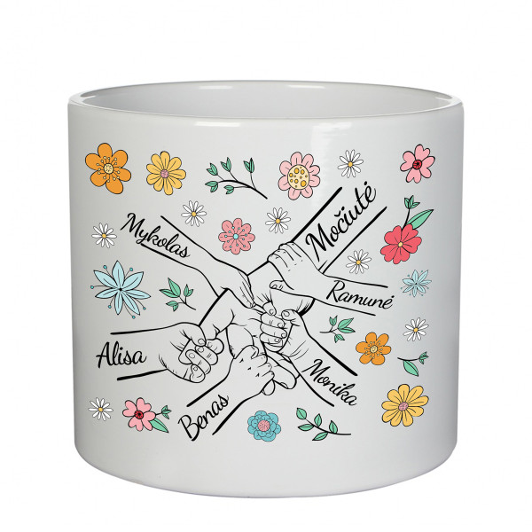 Keramikinis vazonas "Močiutė ir anūkai" su anūkų vardais
