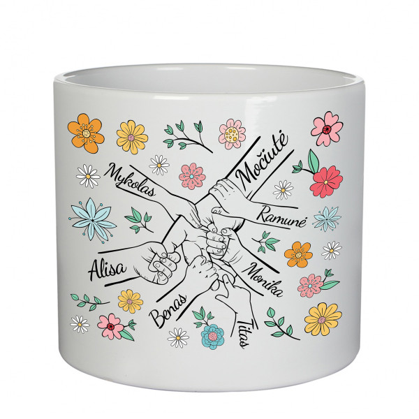 Keramikinis vazonas "Močiutė ir anūkai" su anūkų vardais